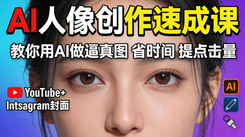 YouTube+Instagram封面没人点？AI人像创作速成课，教你用AI做逼真图，省时间还能提点击量！|网创挖金社