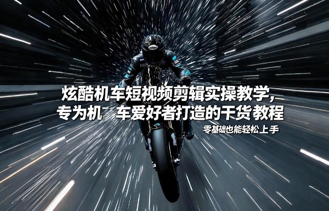 炫酷机车短视频剪辑实操教学，专为机车爱好者打造的干货教程，零基础也能轻松上手|网创挖金社