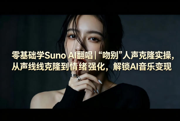 零基础学Suno AI翻唱｜《吻别》人声克隆实操，从声线克隆到情绪强化，解锁AI音乐变现|网创挖金社