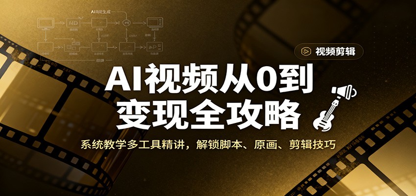 AI视频从0到变现全攻略，系统教学多工具精讲，解锁脚本、原画、剪辑技巧|网创挖金社