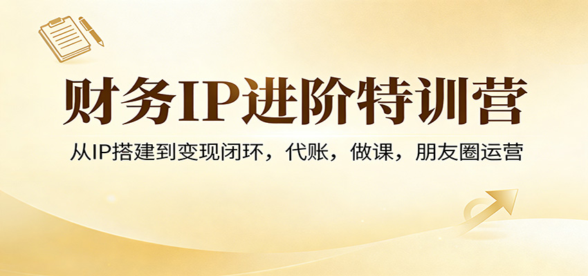 财务IP进阶特训营：从IP搭建到变现闭环，代账，做课，朋友圈运营|网创挖金社
