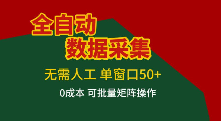 全自动数据采集，无需人工，单窗口50+，0成本可批量矩阵操作【揭秘】|网创挖金社