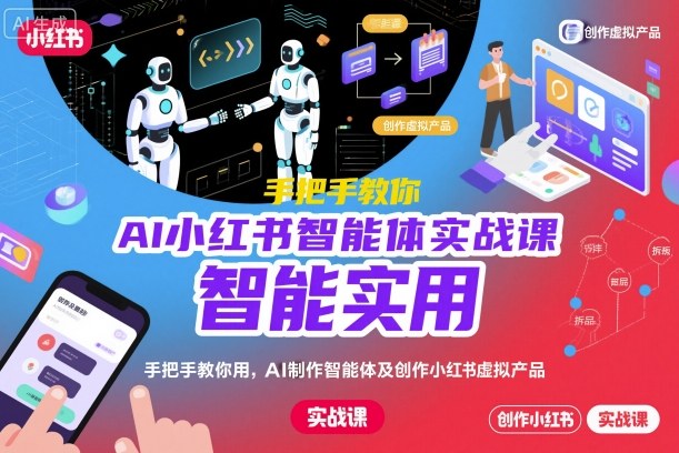 AI小红书智能体实战课，手把手教你用AI制作智能体及创作小红书虚拟产品，提效+内容商业化(更新)|网创挖金社
