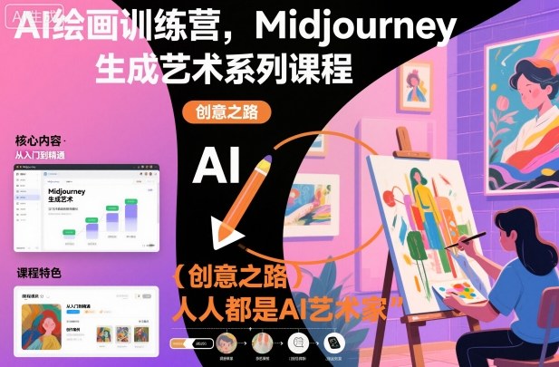 AI绘画训练营，Midjourney生成艺术系列课程，人人都是AI艺术家|网创挖金社