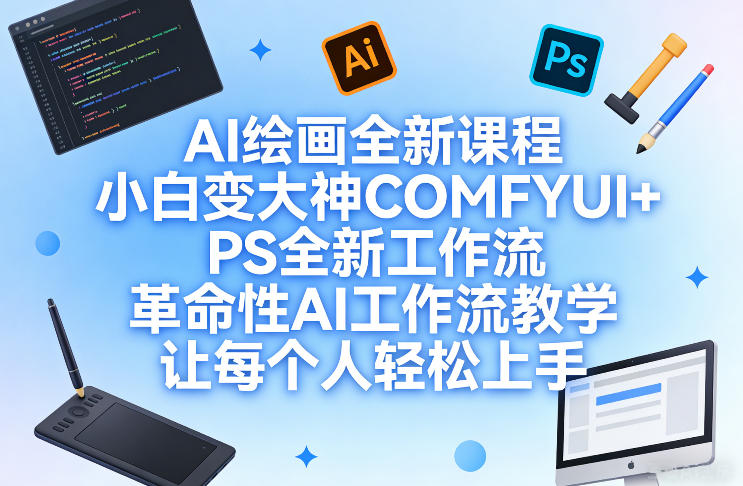 AI绘画全新课程，小白变大神COMFYUI+PS全新工作流，革命性AI工作流教学，让每个人轻松上手|网创挖金社