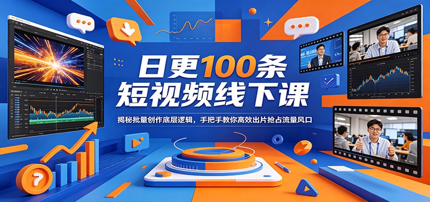 日更100条短视频线下课：揭秘批量创作底层逻辑，手把手教你高效出片抢占流量风口|网创挖金社