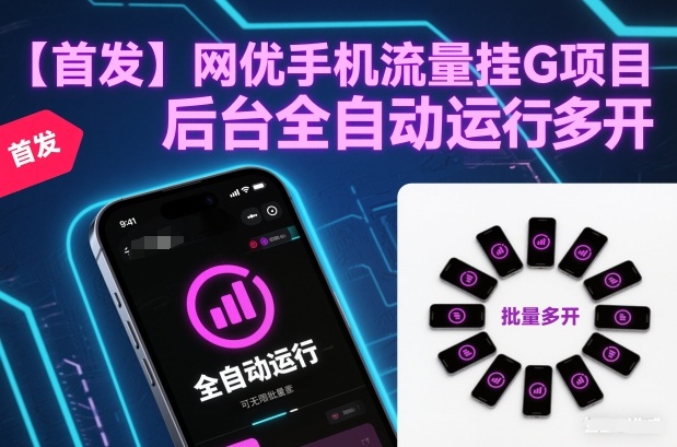 【首发】网优手机流量挂G项目,后台全自动运行,可无限批量多开【揭秘】|网创挖金社