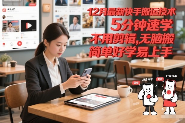 12月最新快手搬运技术，5分钟速学，不用剪辑无脑搬，简单好学易上手|网创挖金社