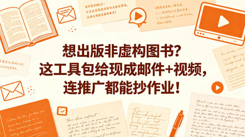 想出版非虚构图书?这工具包给现成邮件+视频,连推广都能抄作业!【原创双语字幕】|网创挖金社