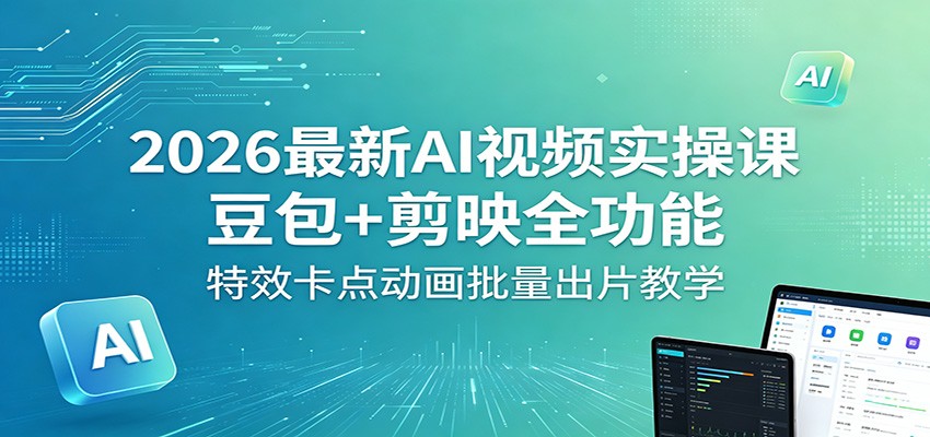 2026最新AI视频实操课：豆包+剪映全功能，特效卡点动画批量出片教学|网创挖金社