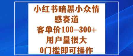 小红书暗黑小众情感赛道，客单价100-300+用户量很大，0门槛即可操作|网创挖金社