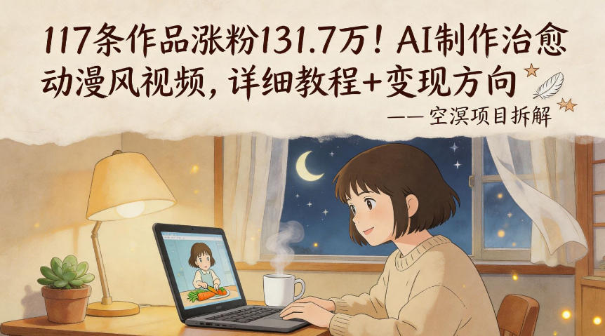 117条作品涨粉131.7W！AI制作治愈动漫风视频，详细教程+变现方向|网创挖金社