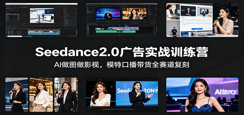 Seedance2.0广告实战训练营：AI做图做影视，模特口播带货全赛道复刻|网创挖金社