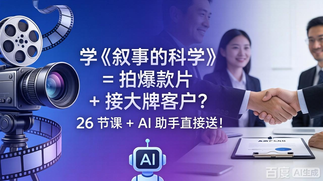 学《叙事的科学》= 拍爆款片 + 接大牌客户？26 节课 + AI 助手直接送！|网创挖金社