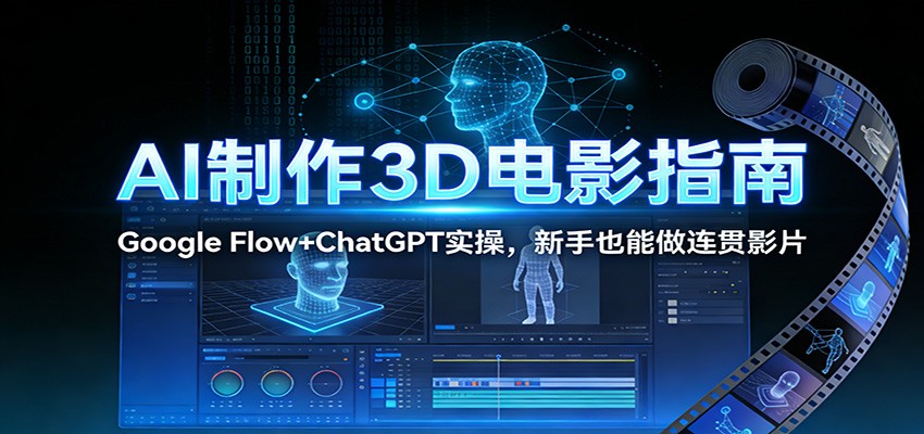 AI制作3D电影指南：Google Flow+ChatGPT实操，新手也能做连贯影片|网创挖金社