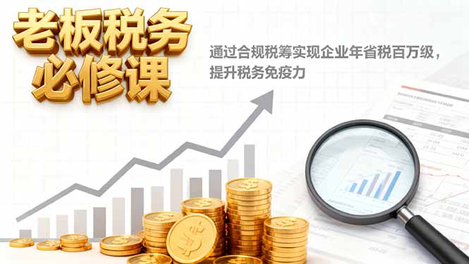 老板税务必修课，通过合规税筹实现企业年省税百万级，提升税务免疫力|网创挖金社