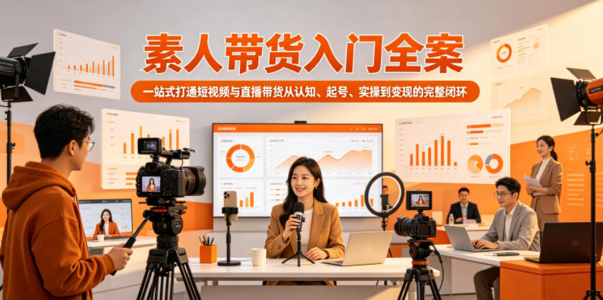 素人带货入门全案，一站式打通短视频与直播带货从认知、起号、实操到变现的完整闭环|网创挖金社