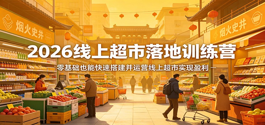 2026线上超市落地训练营,零基础也能快速搭建并运营线上超市实现盈利|网创挖金社