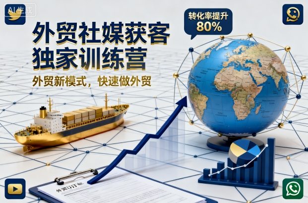 外贸社媒获客独家训练营，外贸新模式，快速做外贸(更新26年2月)|网创挖金社