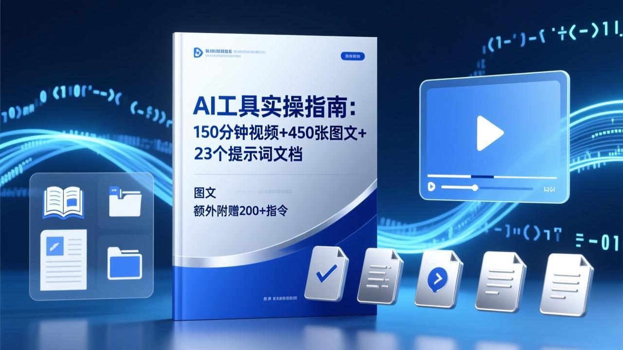 AI工具实操指南：150分钟视频+450张图文+23个提示词文档，额外附赠200+指令|网创挖金社