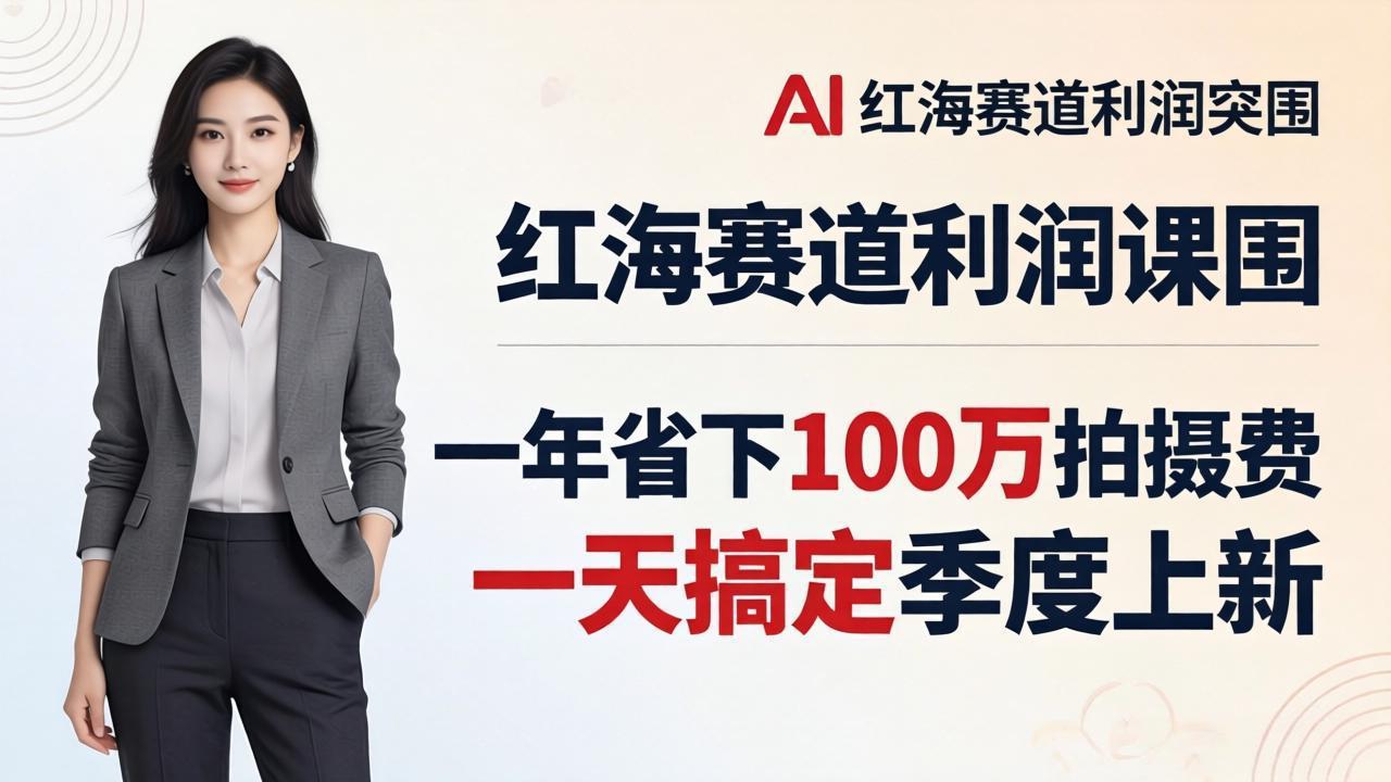 服装老板AI模特图课：一年省下100万拍摄费，一天搞定季度上新，红海赛道利润突围|网创挖金社