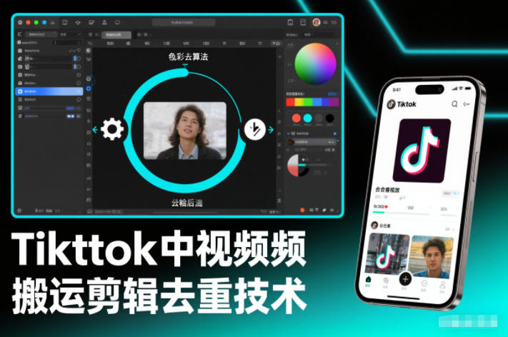 Tiktok中视频纯搬运剪辑去重技术，外来技术，自行测试|网创挖金社