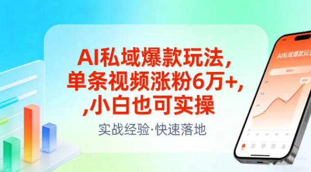 AI私域爆款玩法，单条视频涨粉6W+，小白也可实操|网创挖金社