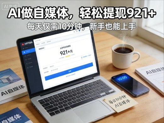 每天花费10分钟,头条号收益921+,用AI做自媒并不难【附视频教程】|网创挖金社