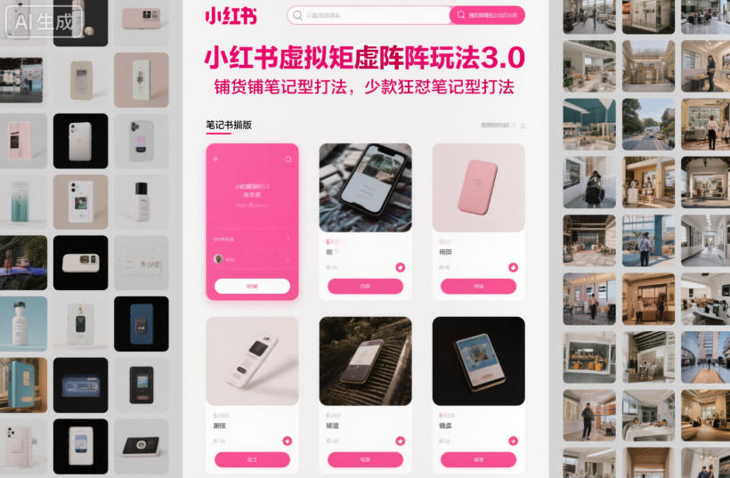 小红书虚拟矩阵玩法3.0，铺货铺笔记型打法，少款狂怼笔记型打法|网创挖金社