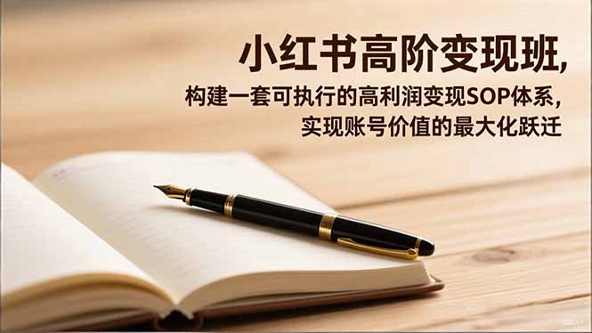 小红书高阶变现班，构建一套可执行的高利润变现SOP体系，实现账号价值的最大化跃迁|网创挖金社