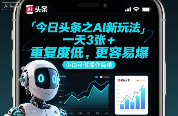 今日头条之AI新玩法，一天3张+，重复度低，更容易爆，小白可做操作简单|网创挖金社