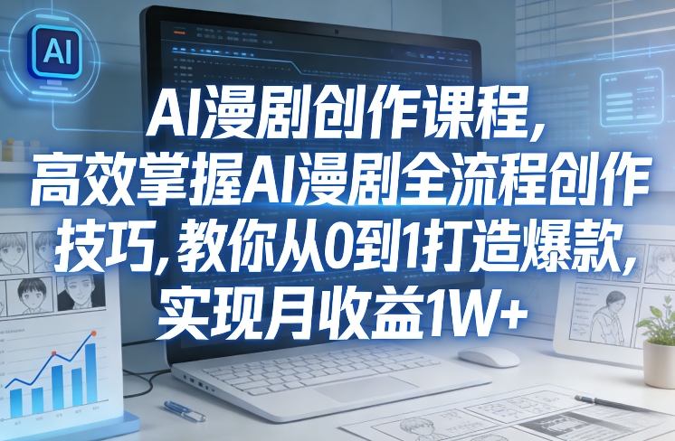 某社群AI漫剧创作课程，高效掌握AI漫剧全流程创作技巧，教你从0到1打造爆款，实现月收益1W+|网创挖金社