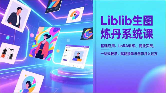 Liblib生图炼丹系统课，基础应用、LoRA训练、商业实战，一站式教学，赋能接单与创作月入过万|网创挖金社