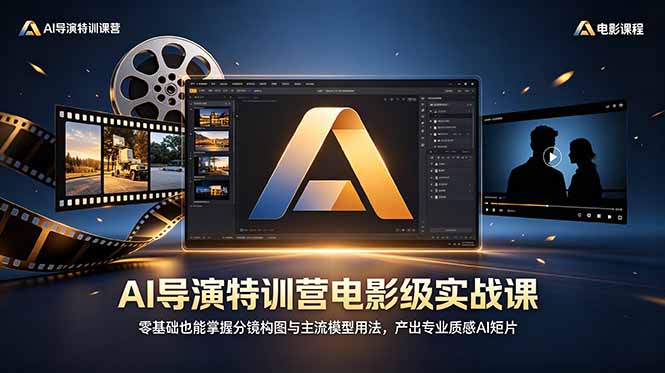 AI导演特训营电影级实战课，零基础也能掌握分镜构图与主流模型用法，产出专业质感AI短片|网创挖金社