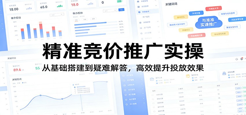 精准竞价推广实操:从基础搭建到疑难解答,高效提升投放效果|网创挖金社