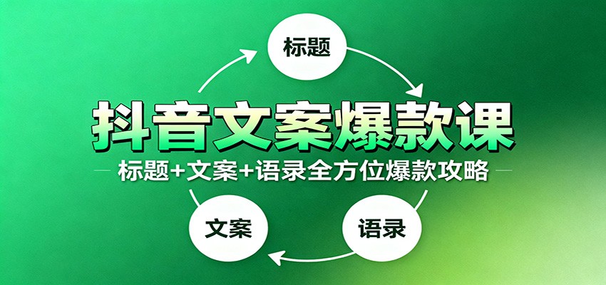 抖音文案爆款课：9大标题绝招，各类型必火文案，100条万能文案情感语录|网创挖金社