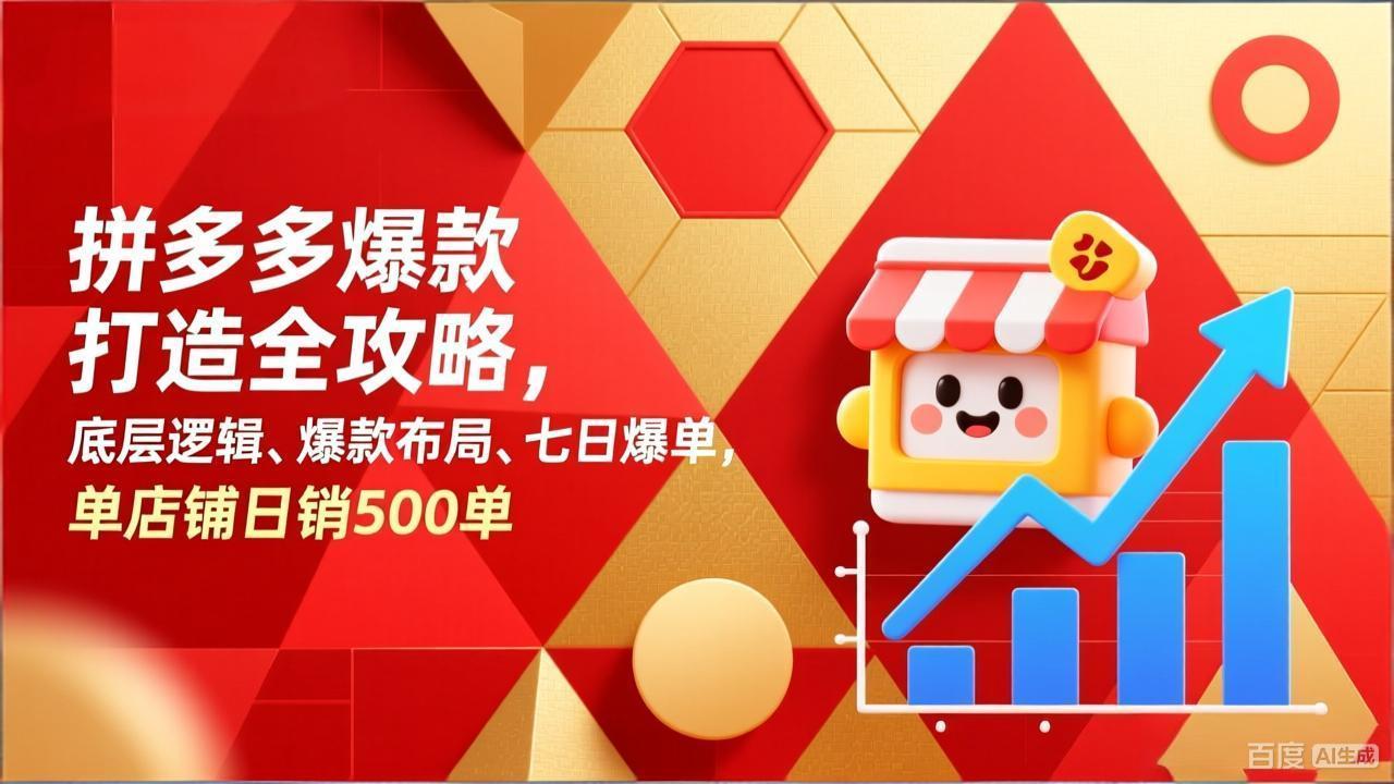 拼多多爆款打造全攻略，底层逻辑、爆款布局、七日爆单，单店铺日销500单|网创挖金社