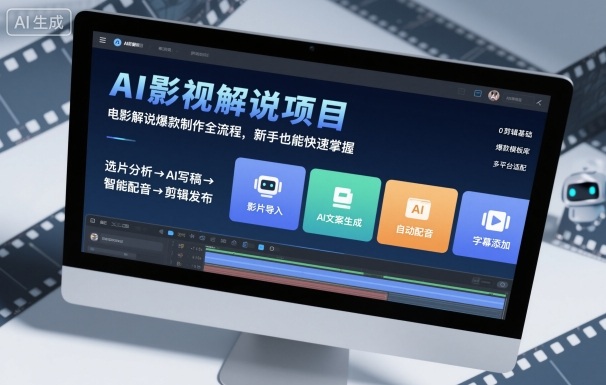 AI影视解说项目，电影解说爆款制作全流程，新手也能快速掌握|网创挖金社