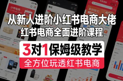 从新人进阶小红书电商大佬,红书电商全面进阶课程,3对1保姆级教学,全方位玩透红书电商|网创挖金社