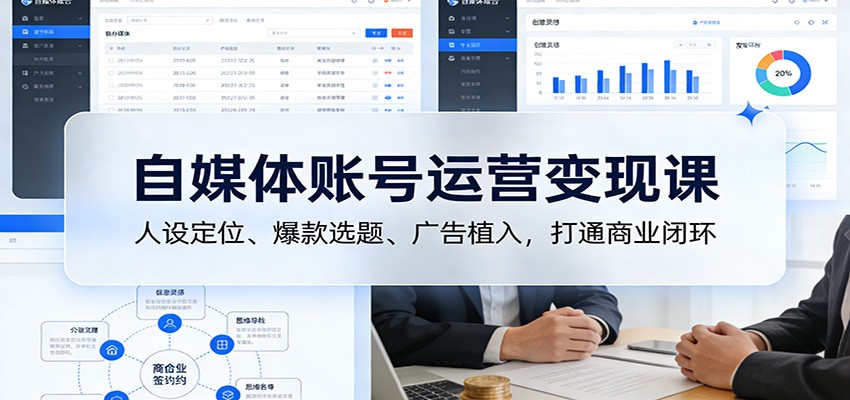 自媒体账号运营变现课:人设定位、爆款选题、广告植入,打通商业闭环|网创挖金社