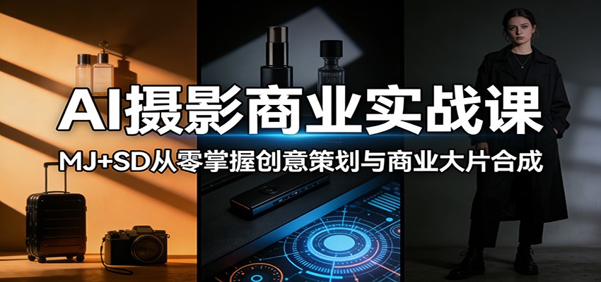 AI摄影商业实战课:MJ+SD从零掌握创意策划与商业大片合成|网创挖金社
