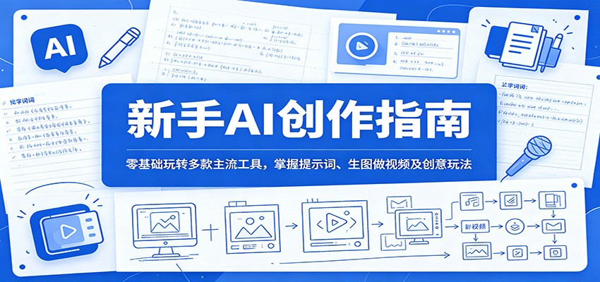 新手AI创作指南：零基础玩转多款主流工具，掌握提示词、生图做视频及创意玩法|网创挖金社