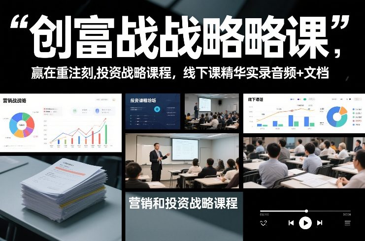创富战略课，赢在重注时刻，营销和投资战略课程，线下课精华实录音频+文档|网创挖金社