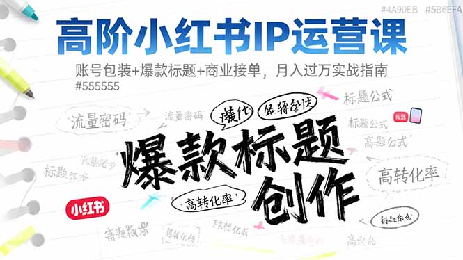 高阶小红书IP运营课：账号包装+爆款标题+商业接单，月入过万实战指南|网创挖金社