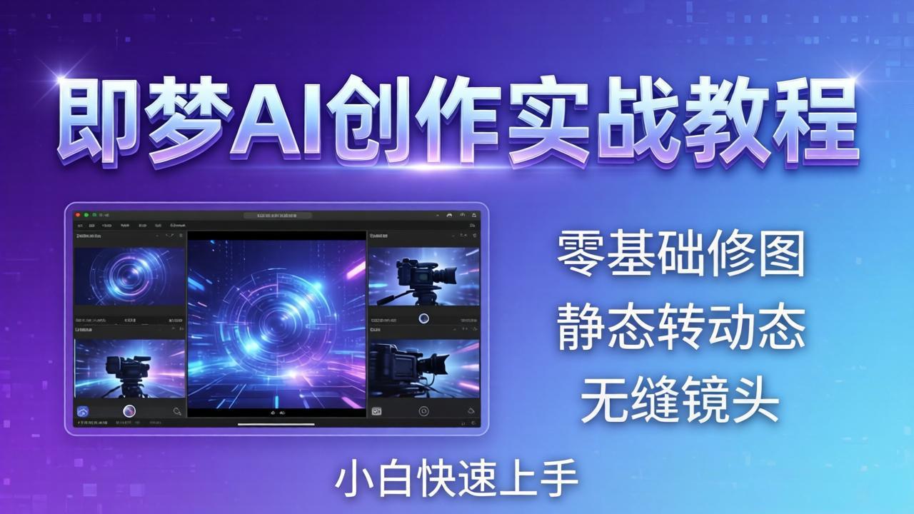 即梦AI创作实战教程，从零基础修图到AI导演，实战教学静态转动态+无缝镜头，小白快速上手|网创挖金社