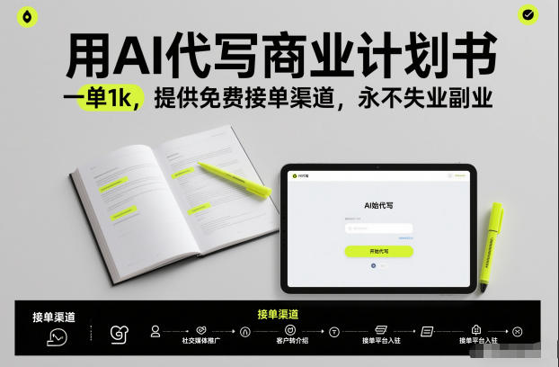 用AI代写商业计划书，一单1k，提供免费接单渠道，永不失业副业|网创挖金社