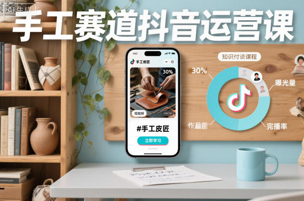 手工赛道抖音运营课，手工赛道流量运营|网创挖金社