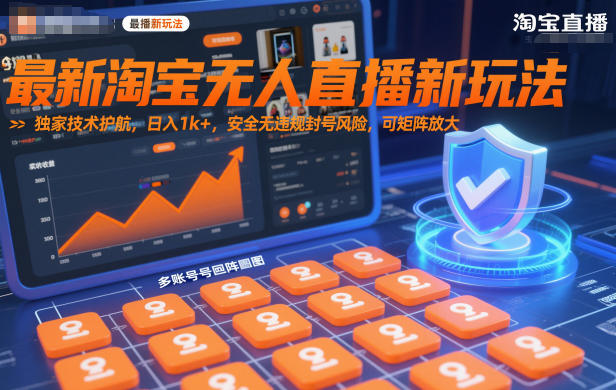 最新淘宝无人直播新玩法，独家技术护航，日入1k+，安全无违规封号风险，可矩阵放大【揭秘】|网创挖金社
