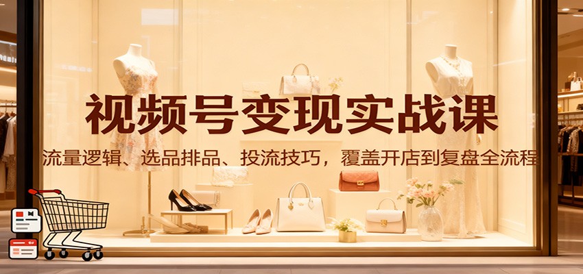 视频号变现实战课:流量逻辑、选品排品、投流技巧,覆盖开店到复盘全流程|网创挖金社