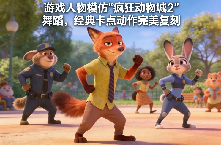 游戏人物模仿“疯狂动物城2”舞蹈，经典卡点动作完美复刻|网创挖金社